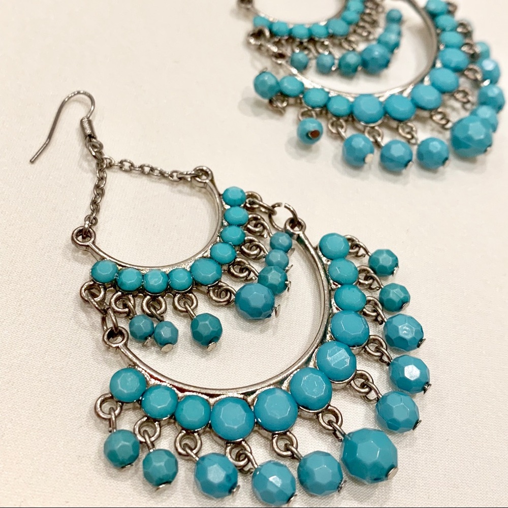 NWT Silver Bohemian Beaded Fashion Earrings